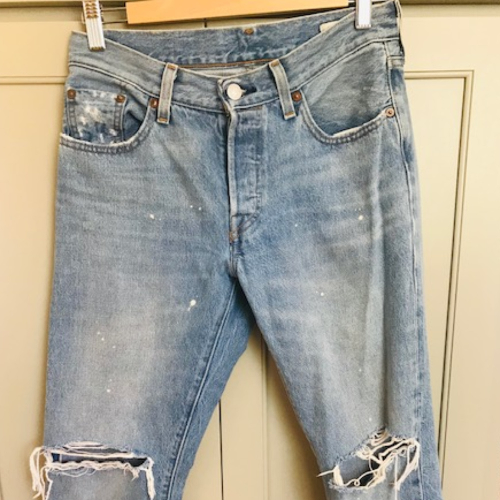 Levi's 501Distressed White Oak Cone Denim  Jeans - Picture 5 of 8